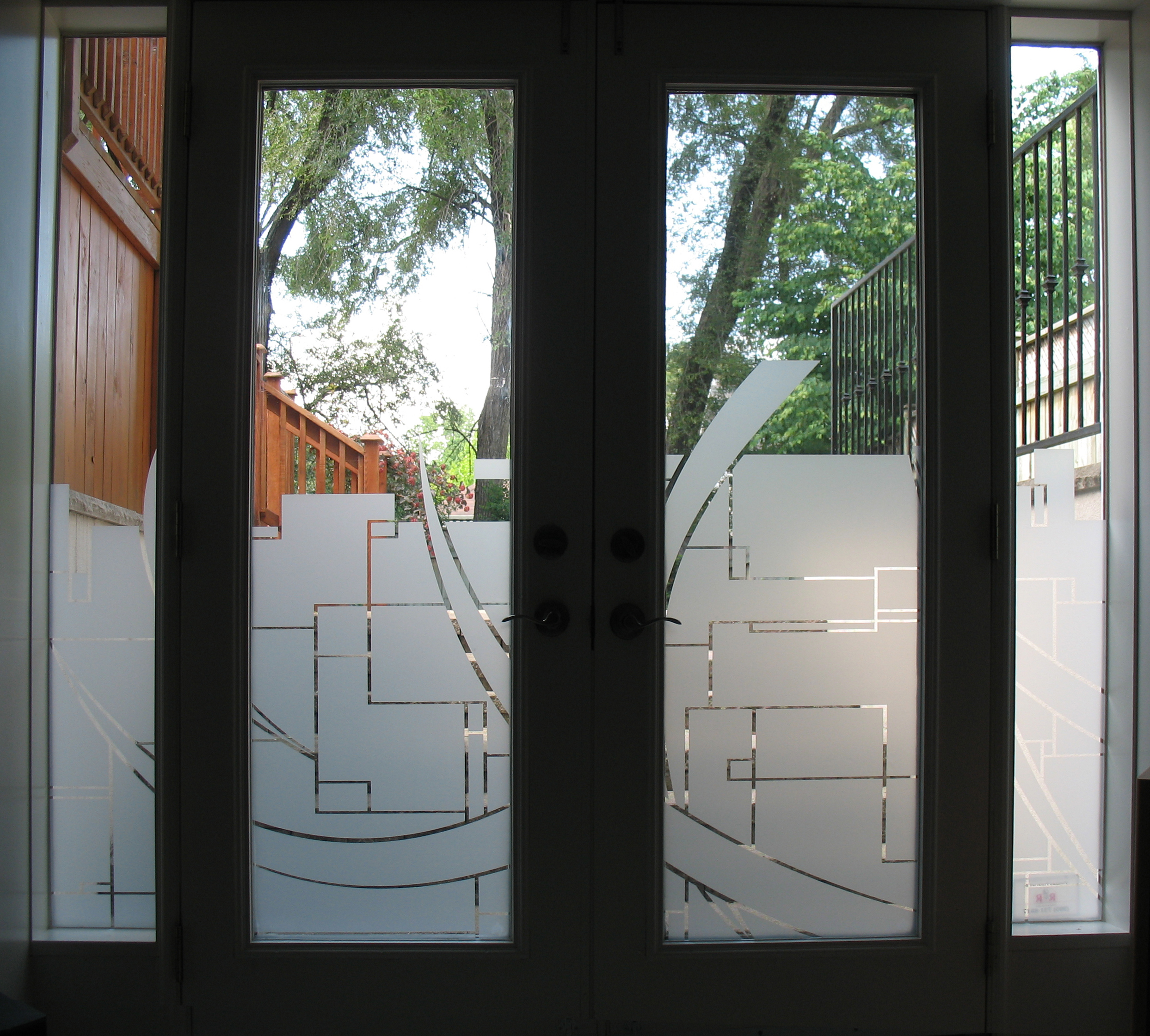 crescents custom graphic window film in residential door