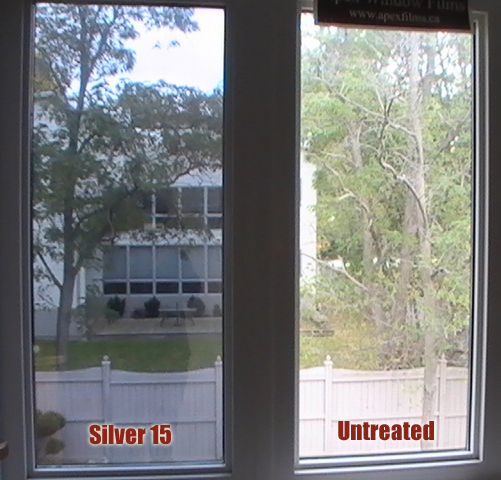 silver 15 reflective window film as seen from indoors looking out