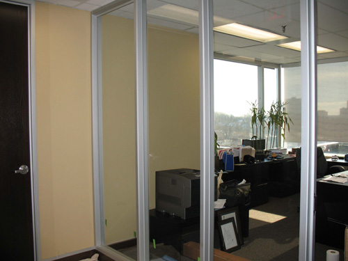 interior office glass before privacy window film