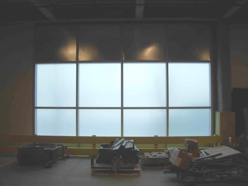 warehouse with privacy window film allows light in but maintains privacy